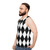 Black and White Harlequin Pattern Unisex Tank Top - men side