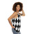 Black and White Harlequin Pattern Unisex Tank Top - women side