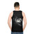 Starry unisex space tank top with moon play design - men back