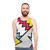 Unisex tank top with vibrant zigzag 80s Memphis pattern - men
