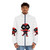 Cute baby wearing a superhero-themed puffer jacket - men front