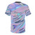 Colorful and abstract graphic design t-shirt featuring a pastel palm tree pattern - Back
