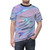 Colorful and abstract graphic design t-shirt featuring a pastel palm tree pattern - men front
