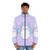 Pastel puffer jacket with cute bat design - men front
