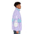 Pastel puffer jacket with cute bat design - men side right