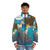 Gravity Falls cartoon puffer jacket with cute doodle design - men front