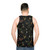 Unisex tank top with a tropical monkey and botanical design - men back