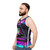 Retro 80s glitch unisex tank top with futuristic space design - men side