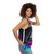Retro 80s glitch unisex tank top with futuristic space design - women side