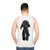 Unisex black tank top with dog graphic - men back