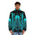 Cthulhu puffer jacket featuring a dark, digital illustration of the mythical sea monster - men front