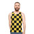 Black and yellow checkered unisex tank top - men