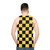 Black and yellow checkered unisex tank top - men back