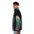 Cthulhu-inspired puffer jacket featuring stained glass cosmic horror design - men side left
