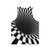 Optical illusion checkerboard design on a black and white unisex tank top - Back