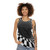Optical illusion checkerboard design on a black and white unisex tank top - women
