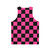 Black and pink checkered unisex tank top - Back