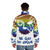 Multicolor puffer jacket with "Be Gay, Do Crime" text - men back