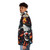 A puffer jacket featuring a creepy clown face, perfect for Halloween - men side left