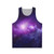 Vibrant galaxy unisex tank top with starry night design