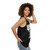 Unisex tank top with earth-themed design and pop culture references - women side