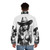 Beautiful woman wearing a fashionable cowgirl-inspired puffer jacket - men back