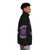 Covid-19 survivor wearing a stylish puffer jacket with pandemic-inspired design - men side right