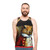 Cute anthropomorphic squirrel wearing a redcoat military uniform on a unisex tank top - men