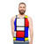 Unisex tank top with Mondrian-inspired abstract art design - men