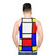 Unisex tank top with Mondrian-inspired abstract art design - men back