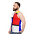 Mondrian-inspired unisex tank top with geometric primary color design - men side