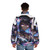 Neon puffer jacket with cyberpunk and anime-inspired design - men back