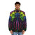 Stained glass puffer jacket featuring a terrifying Mindflayer design, perfect for Dungeons & Dragons fans - men front