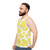 Yellow cow print unisex tank top - men side