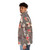 Coral hibiscus floral puffer jacket with tropical butterfly pattern - men side left