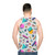 Funky 80s retro Memphis pattern unisex tank top - men back