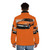 Porsche 914 inspired puffer jacket with classic sports car design - men back