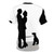 Silhouette design of Nick and Nora Charles from the classic movie The Thin Man on a black and white t-shirt - Back