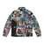 Contemplative puffer jacket with abstract neo-expressionist art by Mijumi - Back