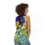 Unisex spring floral tank top in indigo blue and yellow daisies - women back