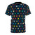 Retro music inspired blue polka dot graphic t-shirt
