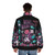 Magical necromancer puffer jacket with spooky cat design - men back