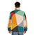 Colourful geometric triangles puffer jacket with a modern, minimalist design - men back