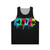 Neon silhouette of Spider-Verse character on unisex spider souls tank top