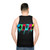 Neon silhouette of Spider-Verse character on unisex spider souls tank top - men back