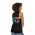 Neon silhouette of Spider-Verse character on unisex spider souls tank top - women back