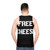 Unisex tank top with "Free Cheese" design inspired by Reservation Dogs - men back