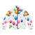 Colorful puffer jacket with fun balloon print design