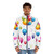 Colorful puffer jacket with fun balloon print design - men front