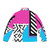 Colorful retro memphis abstract puffer jacket with geometric patterns - Back